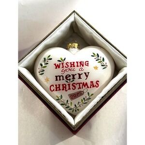 2015 Pier 1 Imports Li Bien Glass Heart Ornament original velvet box collectible